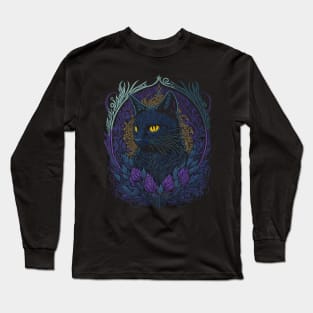 Gothic Black Cat Long Sleeve T-Shirt